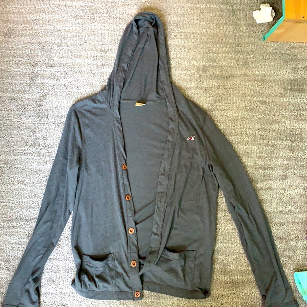 cute buttonup hooded lightweight Hollister sweater